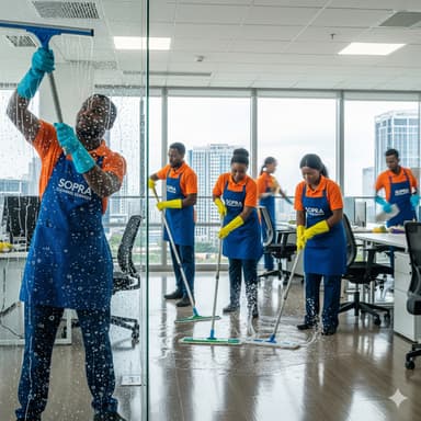 Professional cleaning team at work
